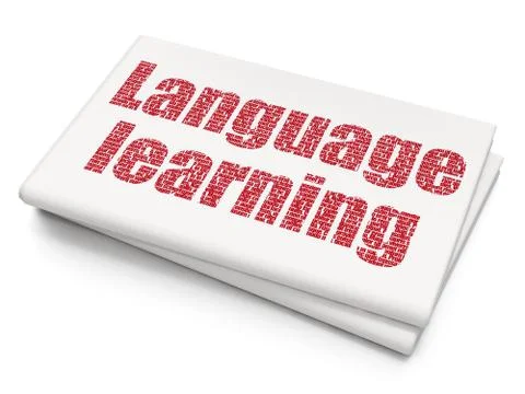 Education concept: Language Learning on Blank Newspaper background Illustrazione stock