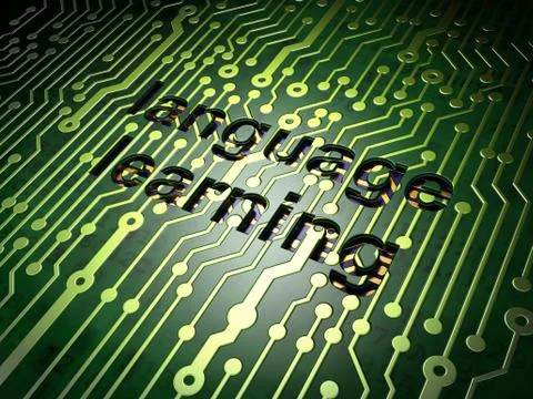 Education concept: Language Learning on circuit board background Stock Illustration