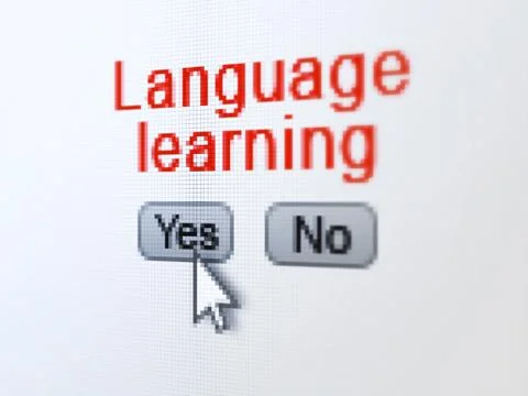 Education concept: Language Learning on digital computer screen Illustrazione stock