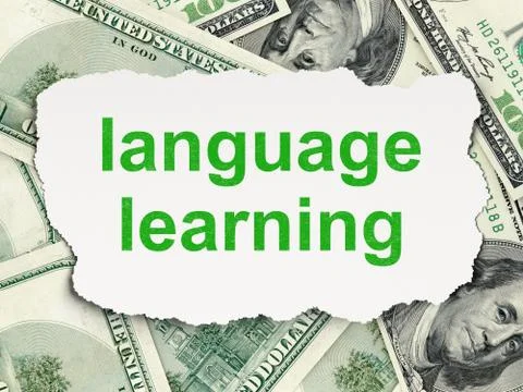 Education concept: Language Learning on Money background Illustrazione stock