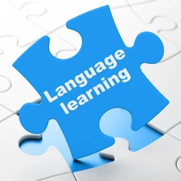 Education concept: Language Learning on puzzle background Stockillustratie