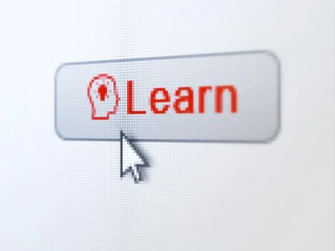 Education concept: Learn and Head With Lightbulb on digital button background Stock Illustration