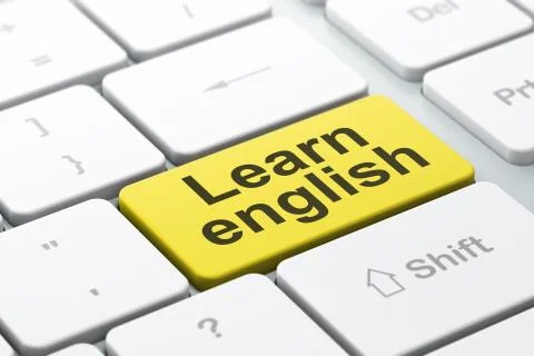 Education concept: Learn English on computer keyboard background Stock Illustration