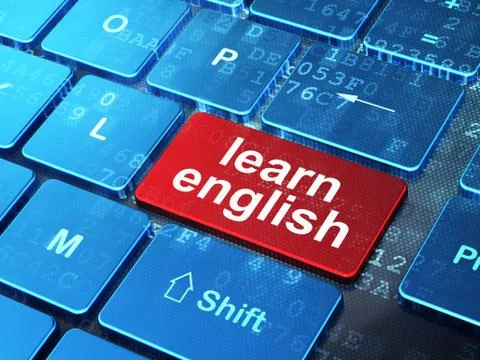 Education concept: Learn English on computer keyboard background Stock Illustration
