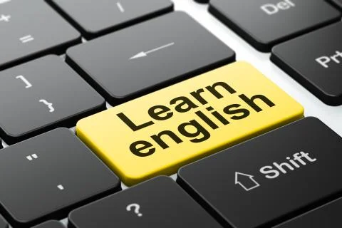 Education concept: Learn English on computer keyboard background 스톡 일러스트