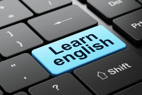 Education concept: Learn English on computer keyboard background Illustrazione stock