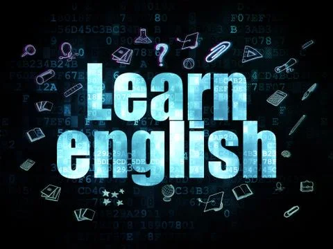 Education concept: Learn English on Digital background 库存插图