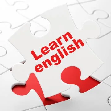 Education concept: Learn English on puzzle background Stock Illustration