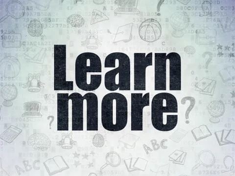 Education concept: Learn More on Digital Data Paper background Illustrazione stock