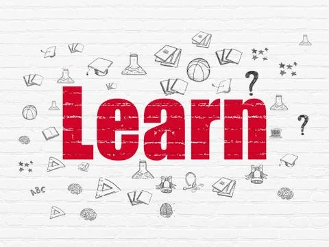 Education concept: Learn on wall background Ilustración de archivo