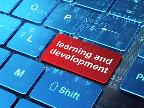 Education concept: Learning And Development on computer keyboard background 스톡 일러스트