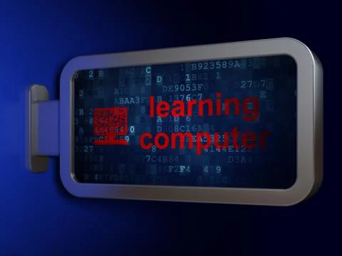 Education concept: Learning Computer and Computer Pc on billboard background 스톡 일러스트