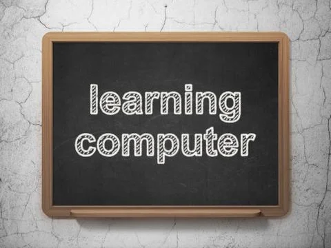 Education concept: Learning Computer on chalkboard background Stock Illustration