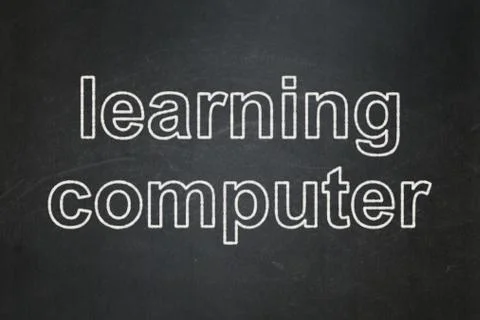 Education concept: Learning Computer on chalkboard background Stock Illustration