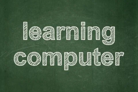 Education concept: Learning Computer on chalkboard background Stock Illustration