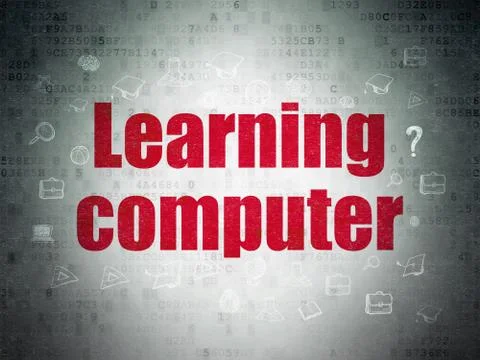Education concept: Learning Computer on Digital Data Paper background Illustrazione stock