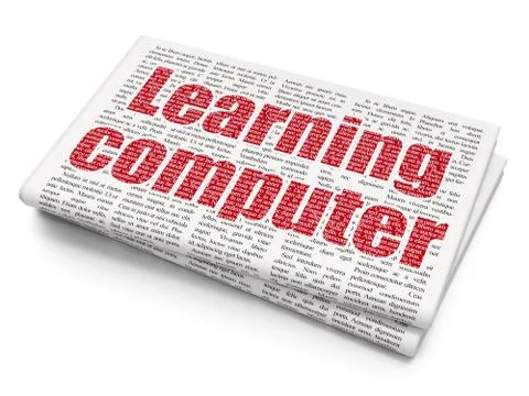 Education concept: Learning Computer on Newspaper background Stock Illustration