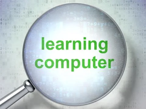 Education concept: Learning Computer with optical glass 스톡 일러스트