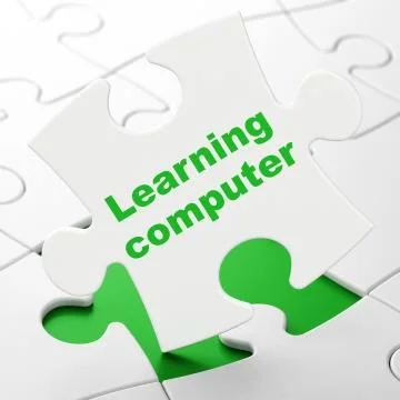 Education concept: Learning Computer on puzzle background 스톡 일러스트