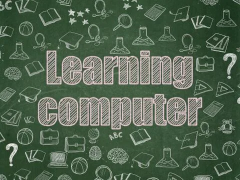 Education concept: Learning Computer on School board background Stock Illustration