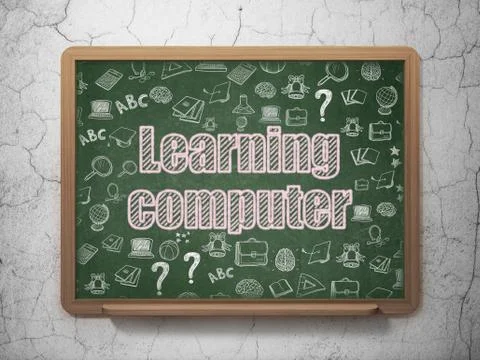 Education concept: Learning Computer on School board background Illustrazione stock
