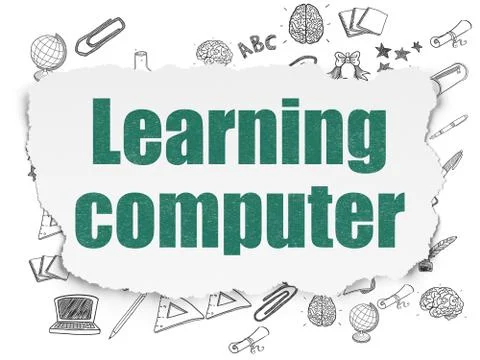 Education concept: Learning Computer on Torn Paper background Stock Illustration