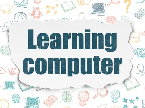 Education concept: Learning Computer on Torn Paper background Stock Illustration