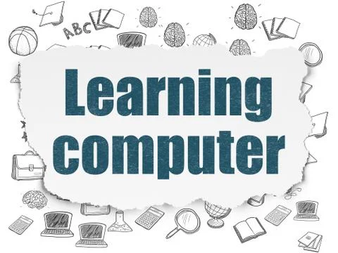 Education concept: Learning Computer on Torn Paper background Stock Illustration