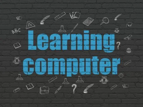 Education concept: Learning Computer on wall background Stock Illustration