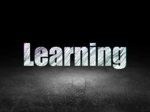 Education concept: Learning in grunge dark room Stock Illustration