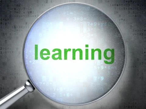 Education concept: Learning with optical glass Illustrazione stock