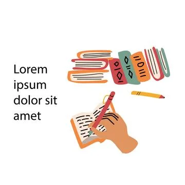 Education concept in library, in home Stock Illustration