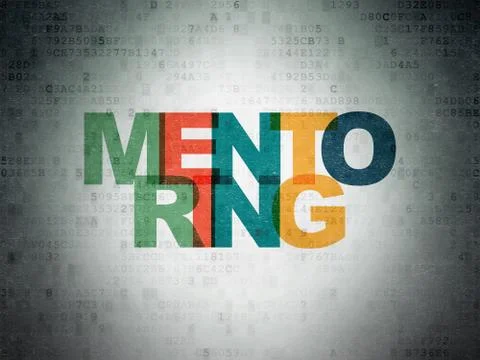 Education concept: Mentoring on Digital Data Paper background Illustrazione stock