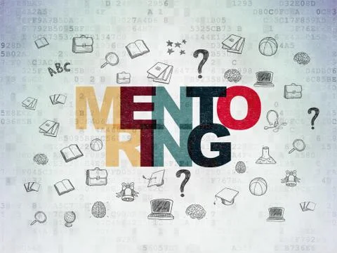 Education concept: Mentoring on Digital Data Paper background Stockillustratie