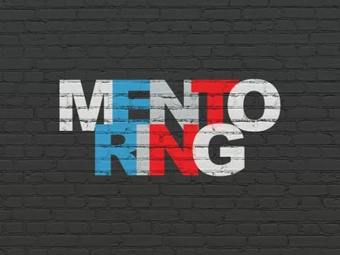 Education concept: Mentoring on wall background Illustrazione stock