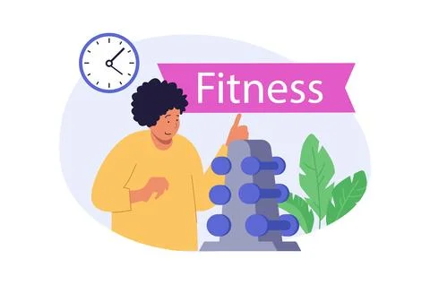 Education concept in modern flat design for web. Woman planning sport activit Stock Illustration