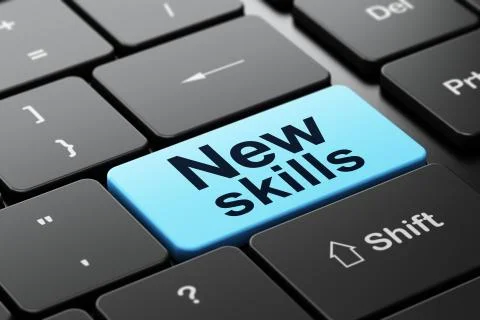 Education concept: New Skills on computer keyboard background Stock Illustration