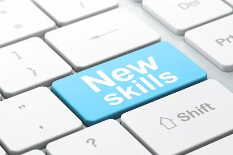 Education concept: New Skills on computer keyboard background Stock Illustration