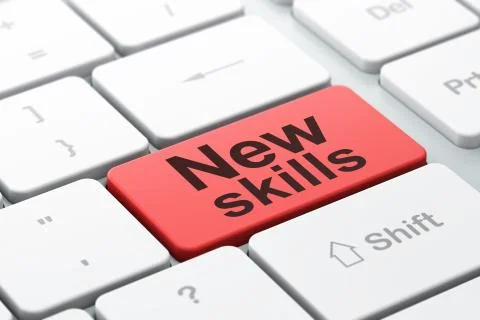 Education concept: New Skills on computer keyboard background 스톡 일러스트