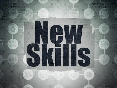 Education concept: New Skills on Digital Paper background イラスト素材