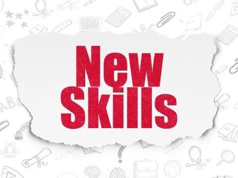 Education concept: New Skills on Torn Paper background Ilustración de archivo
