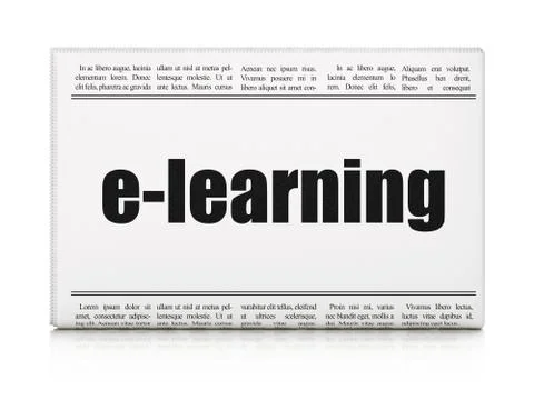 Education concept: newspaper headline E-learning Illustrazione stock
