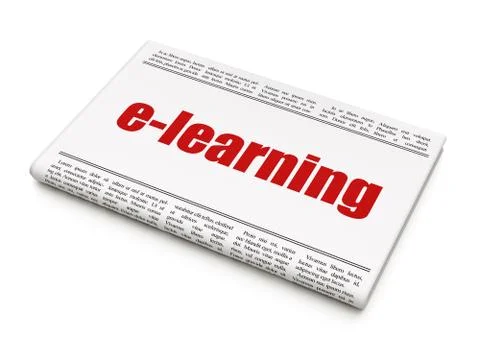 Education concept: newspaper headline E-learning Illustrazione stock