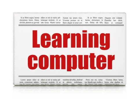 Education concept: newspaper headline Learning Computer Stock Illustration