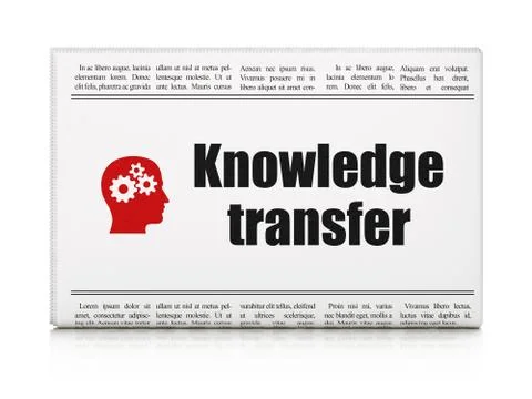 Education concept: newspaper with Knowledge Transfer and Head Gears Illustrazione stock