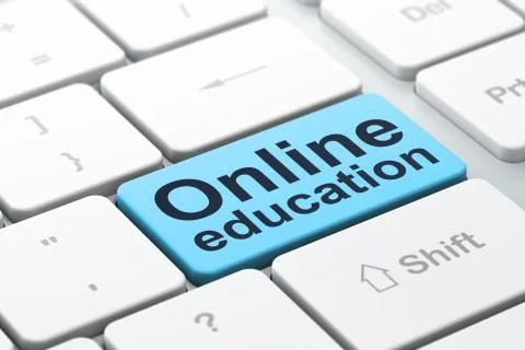 Education concept: Online Education on computer keyboard backgro 스톡 일러스트