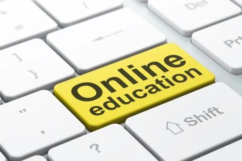 Education concept: Online Education on computer keyboard backgro Illustrazione stock