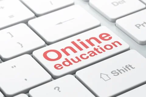 Education concept: Online Education on computer keyboard background Illustrazione stock