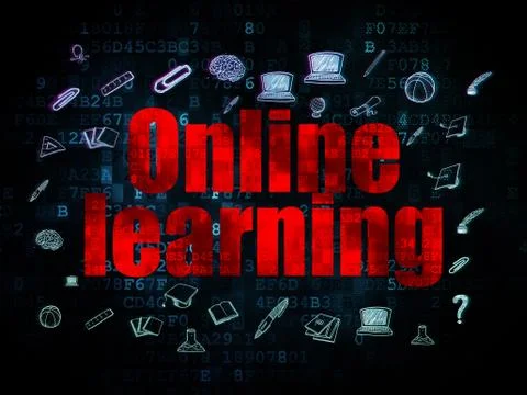 Education concept: Online Learning on Digital background 库存插图