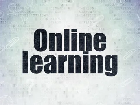 Education concept: Online Learning on Digital Paper background Illustrazione stock